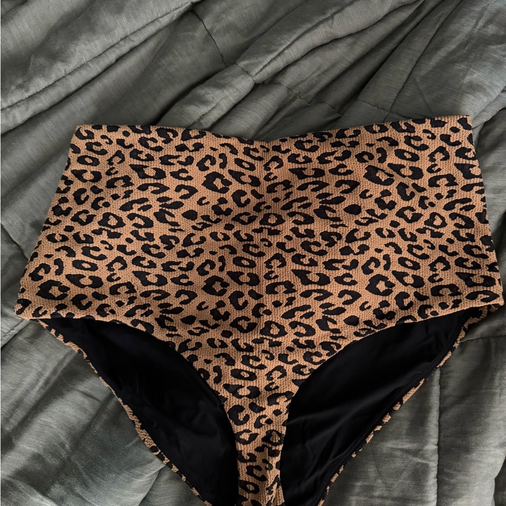 Women’s Mara Hoffman High-Waisted Leopard Bikini Bottoms- size 2XL